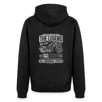 1966 Jahrgang Mann Mythos Legende Motorrad - Unisex Premium Bio Zip Hoodie - Schwarz - Hinten - Nico (187cm)
