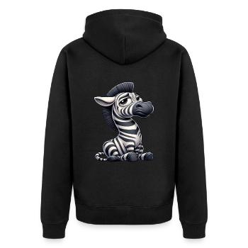 Drôle de zèbre bande dessinée taureau regard sceptique - Veste à capuche bio Premium Unisexe - noir - Dos - Nico (187cm)