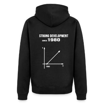 1980 geburtstag jubiläum strong development - Unisex Premium Bio Zip Hoodie - Schwarz - Hinten - Nico (187cm)