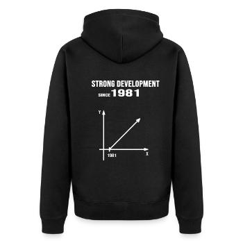 1981 geburtstag jubiläum strong development - Unisex Premium Bio Zip Hoodie - Schwarz - Hinten - Nico (187cm)