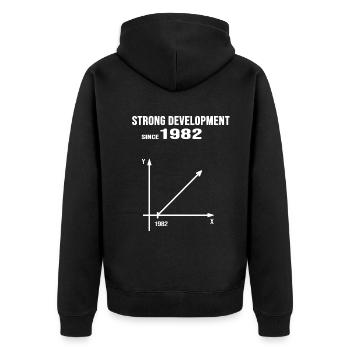 1982 birthday anniversary strong development - Unisex Premium Organic Zip Hoodie - black - Back - Nico (187cm)