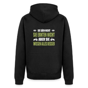 Sie Säen Nicht Sie Ernten Nicht Landwirt Demo - Unisex Premium Bio Zip Hoodie - Schwarz - Hinten - Nico (187cm)