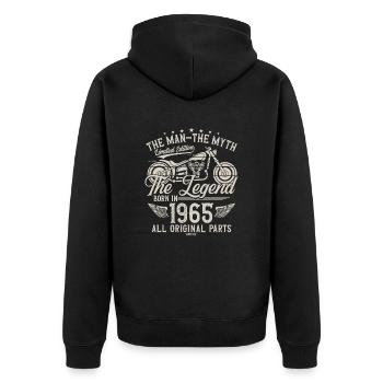 1965 Jahrgang Mann Mythos Legende Motorrad - Unisex Premium Bio Zip Hoodie - Schwarz - Hinten - Nico (187cm)