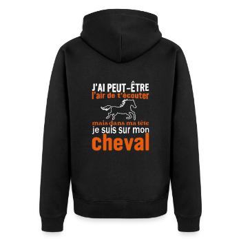 Je suis à cheval - cadeau humour cheval équitation - Veste à capuche bio Premium Unisexe - noir - Dos - Nico (187cm)