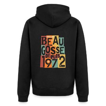 anniversaire 52 ans beau gosse - Veste à capuche bio Premium Unisexe - noir - Dos - Nico (187cm)