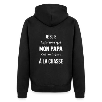 La preuve que mon papa pas toujours chasse - Veste à capuche bio Premium Unisexe - noir - Dos - Nico (187cm)