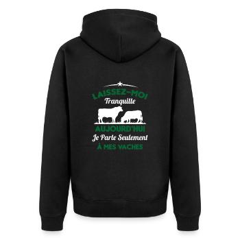 Je parle Seulement à Mes Vaches - Veste à capuche bio Premium Unisexe - noir - Dos - Nico (187cm)