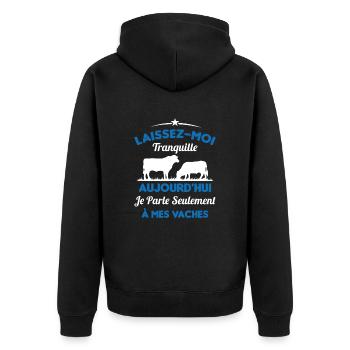 Je parle Seulement à Mes Vaches - Veste à capuche bio Premium Unisexe - noir - Dos - Nico (187cm)