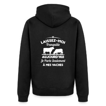 Je parle Seulement à Mes Vaches - Veste à capuche bio Premium Unisexe - noir - Dos - Nico (187cm)
