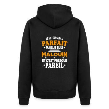 Pas Parfait Je Suis Malouin Et C'est Pareil - Veste à capuche bio Premium Unisexe - noir - Dos - Nico (187cm)