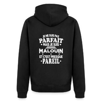 Pas Parfait Je Suis Malouin Et C'est Pareil - Veste à capuche bio Premium Unisexe - noir - Dos - Nico (187cm)
