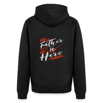 My father is my hero - Unisex Premium Organic Zip Hoodie - black - Back - Nico (187cm)