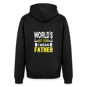 Weltweit bester Farter Mid-Range Dad- Funny Dads - Unisex Premium Bio Zip Hoodie - Schwarz - Hinten - Nico (187cm)