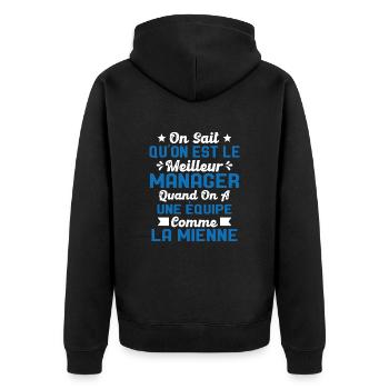 Meilleur Chef a une équipe comme la mienne - Veste à capuche bio Premium Unisexe - noir - Dos - Nico (187cm)