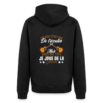 Je Joue De La Guitare Cadeau Humour Guitariste - Veste à capuche bio Premium Unisexe - noir - Dos - Nico (187cm)