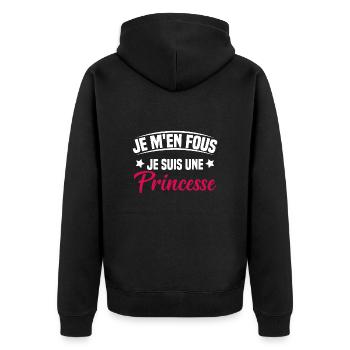 je m'en fou je suis une princesse - Veste à capuche bio Premium Unisexe - noir - Dos - Nico (187cm)