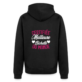 Certifiée meilleure bichette du monde - Veste à capuche bio Premium Unisexe - noir - Dos - Nico (187cm)