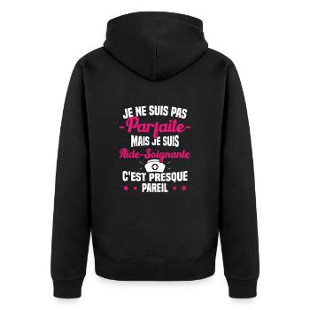Pas parfaite mais je suis Aide Soignante Cadeau - Veste à capuche bio Premium Unisexe - noir - Dos - Nico (187cm)
