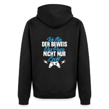 Je suis la preuve que papa ne se contente pas de jouer - Veste à capuche bio Premium Unisexe - noir - Dos - Nico (187cm)