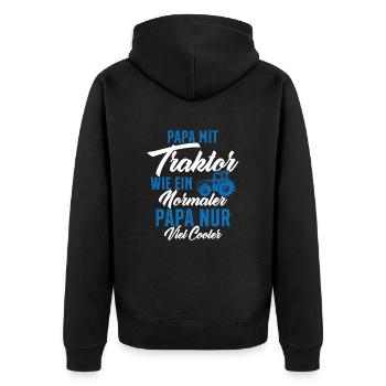papa nit traktor wie ein normaler - Unisex Premium Bio Zip Hoodie - Schwarz - Hinten - Nico (187cm)