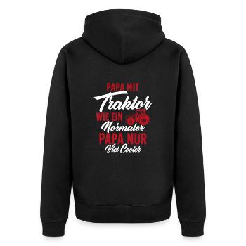 papa nit traktor wie ein normaler - Unisex Premium Bio Zip Hoodie - Schwarz - Hinten - Nico (187cm)