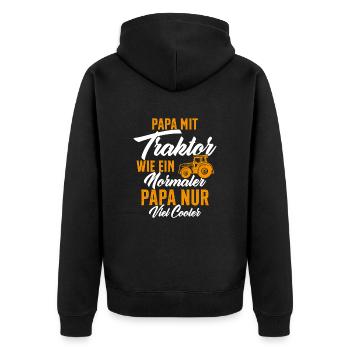 Papa nit traktor wie ein normaler - Unisex Premium Bio Zip Hoodie - Schwarz - Hinten - Nico (187cm)