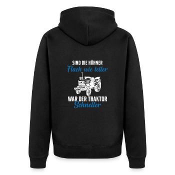 Traktor Trecker Spruch Bauernhof Landwirt Bauer - Unisex Premium Bio Zip Hoodie - Schwarz - Hinten - Nico (187cm)