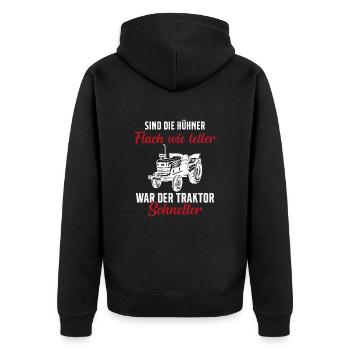 Traktor Trecker Spruch Bauernhof Landwirt Bauer - Unisex Premium Bio Zip Hoodie - Schwarz - Hinten - Nico (187cm)