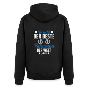 This is what the best godfather in the world looks like - Unisex Premium Organic Zip Hoodie - black - Back - Nico (187cm)