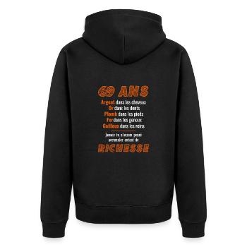 69 Ans Anniversaire Drôle Idée Cadeau - Veste à capuche bio Premium Unisexe - noir - Dos - Nico (187cm)