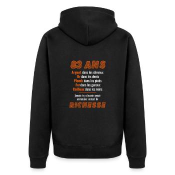 83 Ans Anniversaire Drôle Idée Cadeau - Veste à capuche bio Premium Unisexe - noir - Dos - Nico (187cm)