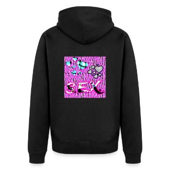 S.E.X. - Herzen - Unisex Premium Bio Zip Hoodie - Schwarz - Hinten - Nico (187cm)