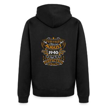 August 1940 Vintage Retro Birthday Gift - Unisex Premium Organic Zip Hoodie - black - Back - Nico (187cm)