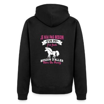 cadeau cheval poney besoin d'aller faire du poney - Veste à capuche bio Premium Unisexe - noir - Dos - Nico (187cm)