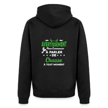 Parler de chasse à tout moment Humour chasseur - Veste à capuche bio Premium Unisexe - noir - Dos - Nico (187cm)