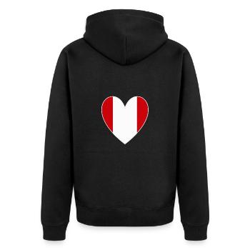 Peru Heart - Unisex Premium Organic Zip Hoodie - black - Back - Nico (187cm)