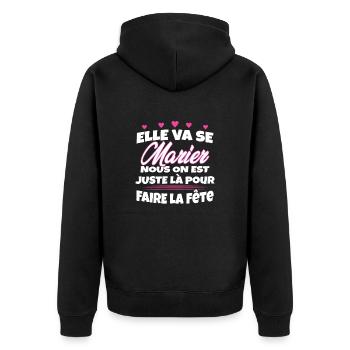 Team Mariée Enterrement de vie de Jeune Fille - Veste à capuche bio Premium Unisexe - noir - Dos - Nico (187cm)