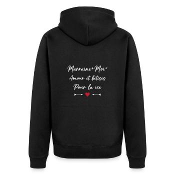 Filleule Amour et bêtises pour la vie marraine - Veste à capuche bio Premium Unisexe - noir - Dos - Nico (187cm)