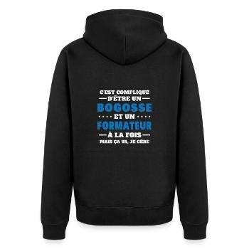 Bogosse Et Formateur Cadeau Meilleur Collègue - Veste à capuche bio Premium Unisexe - noir - Dos - Nico (187cm)