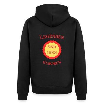 Legenden sind 1993 geboren - Unisex Premium Bio Zip Hoodie - Schwarz - Hinten - Nico (187cm)