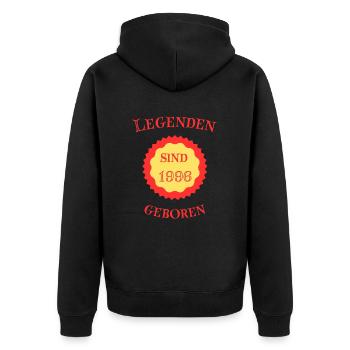 Legenden sind 1996 geboren - Unisex Premium Bio Zip Hoodie - Schwarz - Hinten - Nico (187cm)