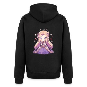 Cute Chibi Princess - Cute Fairy Tale Design - Unisex Premium Organic Zip Hoodie - black - Back - Nico (187cm)