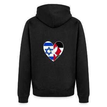 Israel Palästina Flagge Herz Friedenstaube - Unisex Premium Bio Zip Hoodie - Schwarz - Hinten - Nico (187cm)
