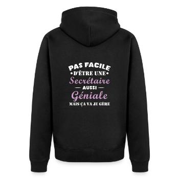 Secrétaire géniale cadeau drôle secrétaire - Veste à capuche bio Premium Unisexe - noir - Dos - Nico (187cm)