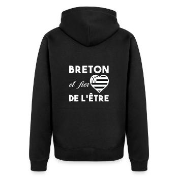 Bretagne - Breton et fier de l'être Fierté région - Veste à capuche bio Premium Unisexe - noir - Dos - Nico (187cm)
