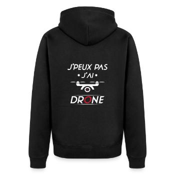 J'peux pas j'ai Drone - Veste à capuche bio Premium Unisexe - noir - Dos - Nico (187cm)