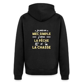 Mec simple Chasse Peche Humour Cadeau - Veste à capuche bio Premium Unisexe - noir - Dos - Nico (187cm)