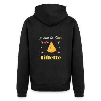 Ich bin der Tiflette-Star - Unisex Premium Bio Zip Hoodie - Schwarz - Hinten - Nico (187cm)