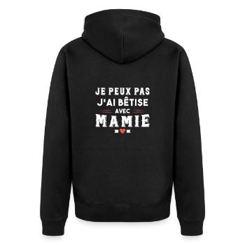 I can't I silly with granny humor gift - Unisex Premium Organic Zip Hoodie - black - Back - Nico (187cm)