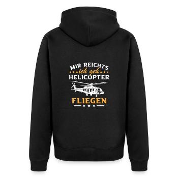 Mir reichts ich geh Helicopter - Unisex Premium Bio Zip Hoodie - Schwarz - Hinten - Nico (187cm)